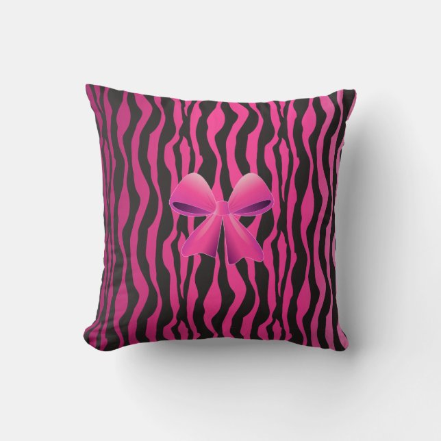 Roze Zebra Pattern roze lint Kussen (Voorkant)