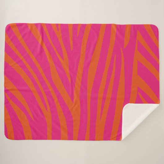 Roze Zebra Pattern Sherpa Deken (Voorkant (horizontaal))