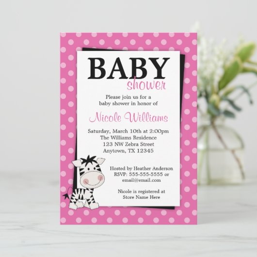 Roze Zebra polaire stip Babyschoenen Kaart (Staand voorkant)