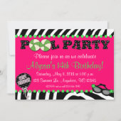 Roze Zebra Pool Party Birthday Uitnodiging (Voorkant)