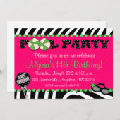 Roze Zebra Pool Party Birthday Uitnodiging (Voorkant / Achterkant)