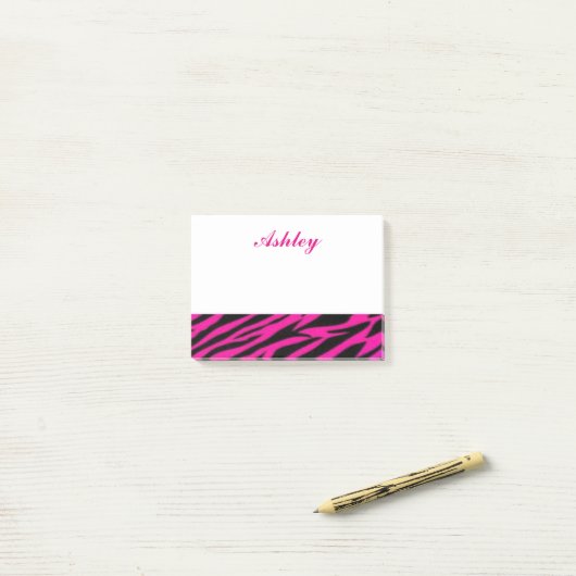 Roze Zebra Post-it® Notes (Op bureau)