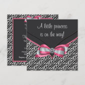 Roze Zebra Princess Baby shower Kaart (Voorkant / Achterkant)