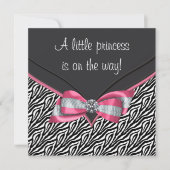 Roze Zebra Princess Baby shower Kaart (Voorkant)
