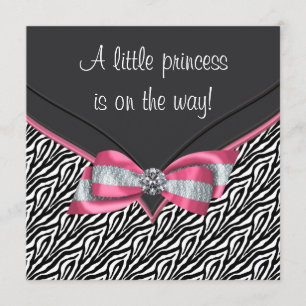Roze Zebra Princess Baby shower Kaart