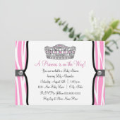 Roze Zebra Princess Roze Zwart Baby shower Kaart (Staand voorkant)