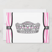 Roze Zebra Princess Roze Zwart Baby shower Kaart (Achterkant)