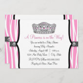 Roze Zebra Princess Roze Zwart Baby shower Kaart (Voorkant / Achterkant)