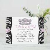 Roze Zebra Princess Roze Zwart Baby shower Kaart (Staand voorkant)