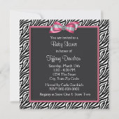 Roze Zebra Prinses Baby Shower Kaart (Achterkant)