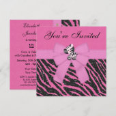 Roze Zebra, prinses Crowns & Animal Print Glitter Kaart (Voorkant / Achterkant)