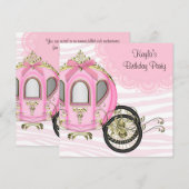 Roze Zebra Prinses Verjaardagsfeest Uitnodigingen (Voorkant / Achterkant)