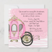 Roze Zebra Prinses Verjaardagsfeest Uitnodigingen (Achterkant)