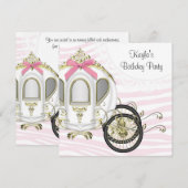 Roze Zebra Prinses Verjaardagsfeestje Uitnodiginge Kaart (Voorkant / Achterkant)