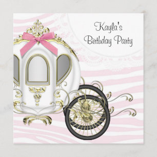 Roze Zebra Prinses Verjaardagsfeestje Uitnodiginge Kaart