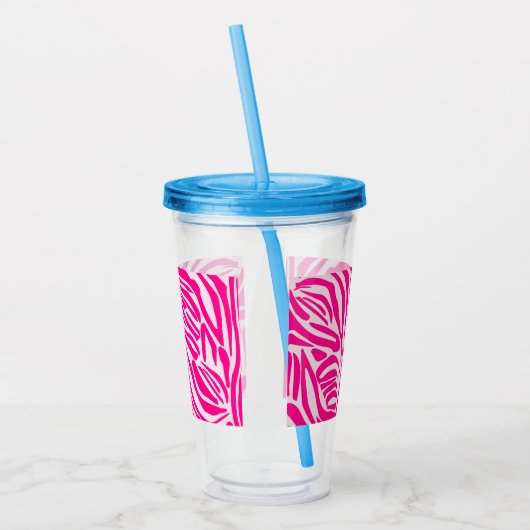 Roze zebra print acryl drinkbeker (Links)