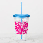Roze zebra print acryl drinkbeker (Voorkant)