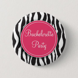 Roze Zebra Print Bachelorette Party Button