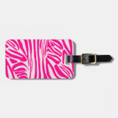 Roze zebra print bagagelabel (Voorkant horizontaal)