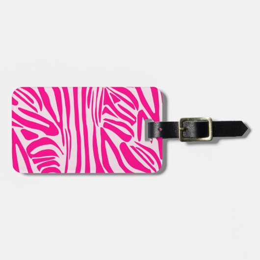 Roze zebra print bagagelabel (Voorkant horizontaal)