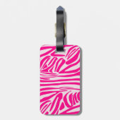 Roze zebra print bagagelabel (Achterkant verticaal)