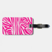 Roze zebra print bagagelabel (Achterkant horizontaal)