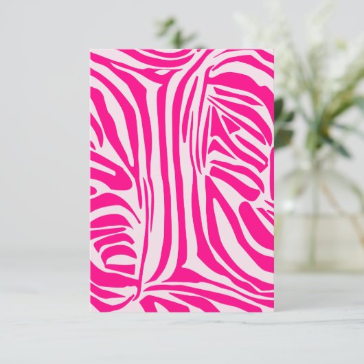 Roze zebra print bedankkaart (Staand voorkant)