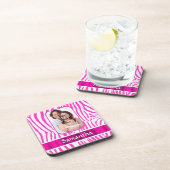 Roze zebra print bier onderzetter (Rechterzijde)