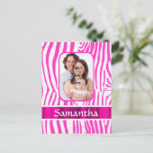 Roze zebra print briefkaart (Staand voorkant)