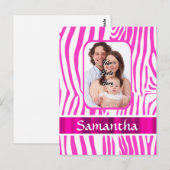 Roze zebra print briefkaart (Voorkant / Achterkant)