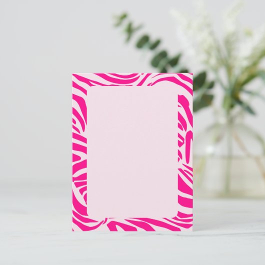 Roze zebra print briefkaart (Staand voorkant)