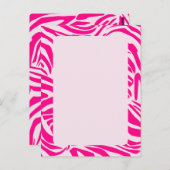 Roze zebra print briefkaart (Voorkant / Achterkant)