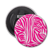 Roze zebra print button flesopener (Voorkant)