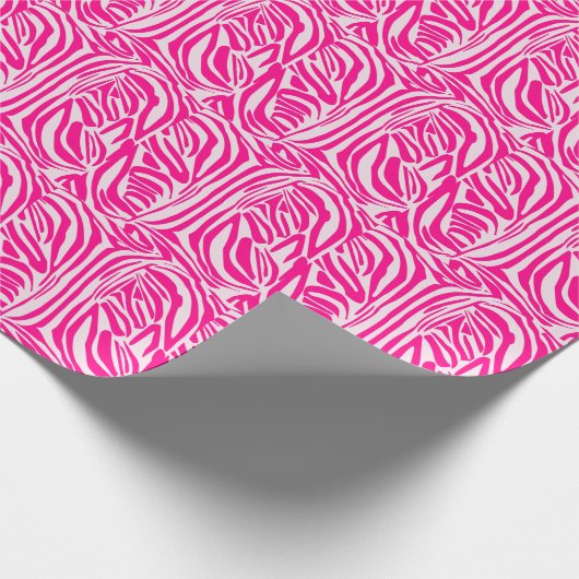 Roze zebra print cadeaupapier (Hoek)