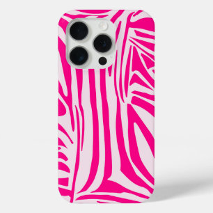 Roze zebra print iPhone 15 pro case