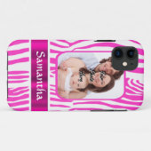 Roze zebra print Case-Mate iPhone case (Achterkant (horizontaal))