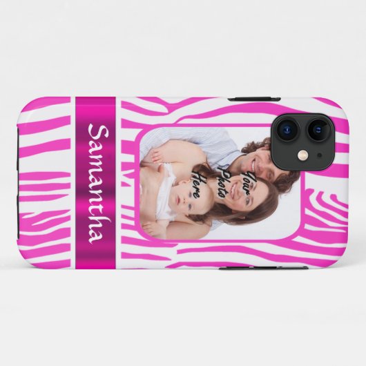 Roze zebra print Case-Mate iPhone case (Achterkant (horizontaal))