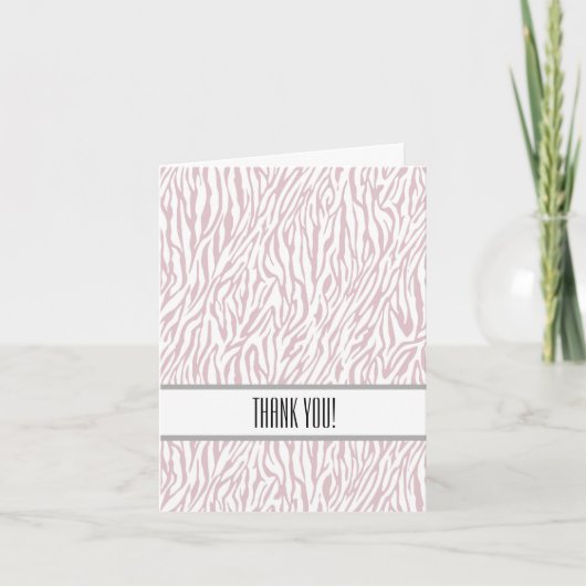 Roze Zebra Print Dank je wel Bedankkaart (Voorkant)