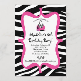 Roze Zebra Print Diva Spa Birthday Kaart