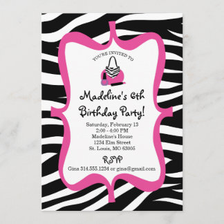 Roze Zebra Print Diva Spa Birthday Kaart