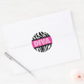 Roze & Zebra Print DIVA Typografie Party Sticker (Envelop)