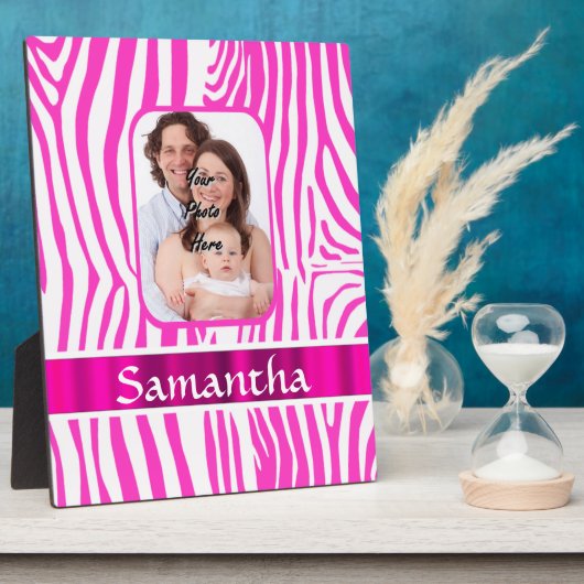 Roze zebra print fotoplaat (Zijkant)