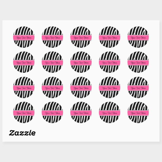 Roze Zebra Print Gepersonaliseerde Stickers (Vel)
