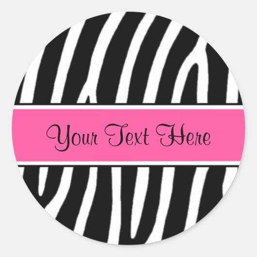 Roze Zebra Print Gepersonaliseerde Stickers (Voorkant)