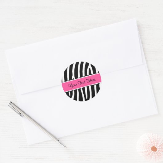 Roze Zebra Print Gepersonaliseerde Stickers (Envelop)