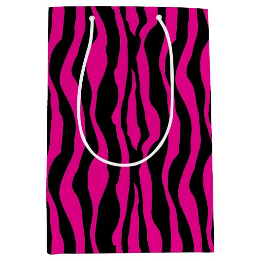 Roze Zebra Print Gift Bag Medium Cadeauzakje (Voorkant)