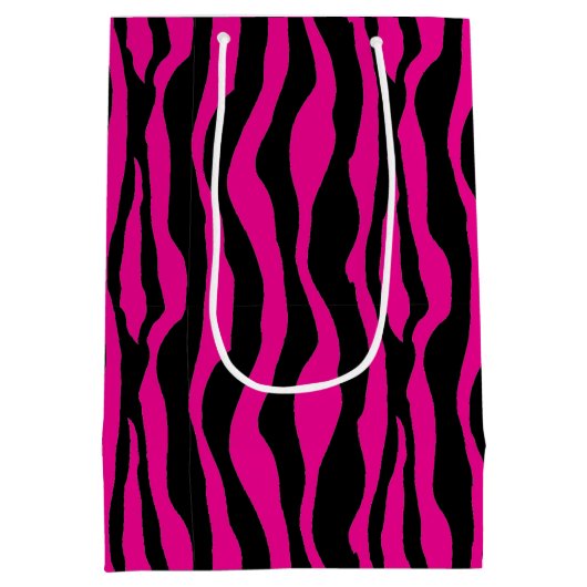 Roze Zebra Print Gift Bag Medium Cadeauzakje (Achterkant)