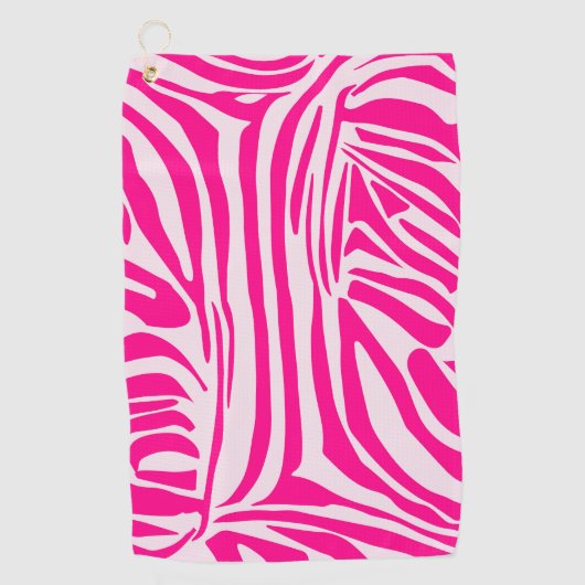 Roze zebra print golfhanddoek (Voorkant)