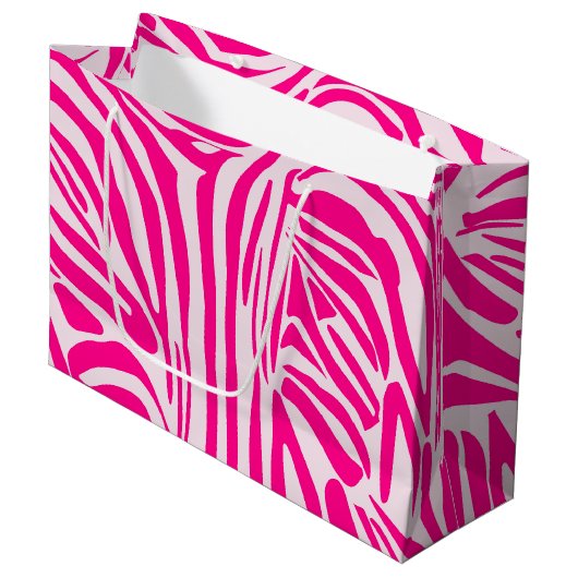 Roze zebra print groot cadeauzakje (Voorkant Gekanteld)