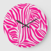 Roze zebra print grote klok (Voorkant)